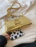 Crocodile Embossed Baguette Bag Medium Gold Funky