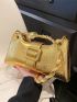 Crocodile Embossed Baguette Bag Medium Gold Funky