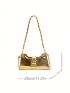 Crocodile Embossed Baguette Bag Medium Gold Funky