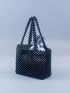 Beaded Satchel Bag With Inner Pouch Double Handle