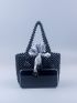 Beaded Satchel Bag With Inner Pouch Double Handle