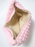 Letter Patch Decor Ruched Bag Zipper Pink