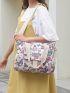 Butterfly Graphic Shoulder Tote Bag Small Double Handle