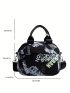 Letter Graphic Dome Bag Medium Double Handle