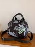 Letter Graphic Dome Bag Medium Double Handle