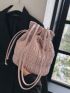 Mini Bucket Bag Ruched Detail Drawstring Design Pink