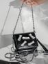 Mini Flap Square Bag Bow Decor Chain Strap