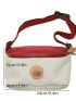 Polyamide Fanny Pack Patch Decor Zip Front Adjustable Strap Small