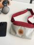 Polyamide Fanny Pack Patch Decor Zip Front Adjustable Strap Small