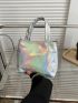 Mini Holographic Square Bag Double Handle Funky