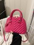 Chevron Dome Bag Small Double Handle Neon Pink Funky