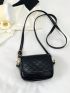 Mini Stitch Detail Square Bag Flap Black Elegant