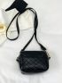 Mini Stitch Detail Square Bag Flap Black Elegant