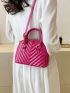 Chevron Dome Bag Small Double Handle Neon Pink Funky