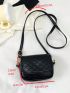 Mini Stitch Detail Square Bag Flap Black Elegant