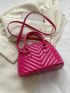 Chevron Dome Bag Small Double Handle Neon Pink Funky