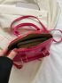 Chevron Dome Bag Small Double Handle Neon Pink Funky