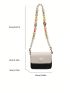 PU Square Bag Heart Decor Color Block Flap Beaded Strap