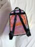 PVC Classic Backpack Holographic Zip Front Color Block Adjustable Strap Fashion, Clear Bag