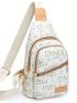 PU Sling Bag Letter Graphic Adjustable Strap