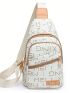 PU Sling Bag Letter Graphic Adjustable Strap