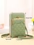 Quilted Phone Wallet Green With Zipper For Daily