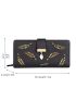 Leaf Cut Out Detail Long Wallet Metal Decor Bifold