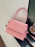 Mini Crocodile Embossed Square Bag Top Handle Pink