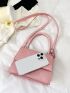 Mini Crocodile Embossed Square Bag Top Handle Pink