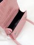 Mini Crocodile Embossed Square Bag Top Handle Pink