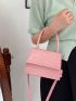 Mini Crocodile Embossed Square Bag Top Handle Pink