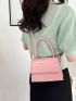 Mini Crocodile Embossed Square Bag Top Handle Pink