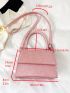 Mini Crocodile Embossed Square Bag Top Handle Pink