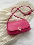 Small Flap Square Bag Metal Decor Neon Pink Funky