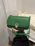 Small Flap Square Bag Metal Decor Green