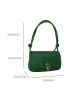 Small Flap Square Bag Metal Decor Green