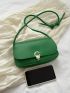 Small Flap Square Bag Metal Decor Green