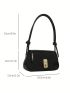 Small Flap Baguette Bag Turn Lock Black Knot Design Strap