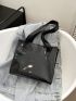 Small Shoulder Tote Bag Clear Black PVC