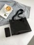 Small Shoulder Tote Bag Clear Black PVC