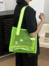 Small Shoulder Tote Bag Clear PVC Neon Lime