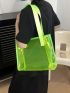 Small Shoulder Tote Bag Clear PVC Neon Lime