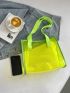 Small Shoulder Tote Bag Clear PVC Neon Lime