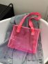 Small Shoulder Tote Bag Clear PVC Neon Pink