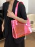 Small Shoulder Tote Bag Clear PVC Neon Pink