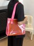 Small Shoulder Tote Bag Clear PVC Neon Pink