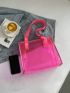 Small Shoulder Tote Bag Clear PVC Neon Pink