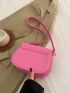 Mini Flap Saddle Bag Quilted Pattern Metal Decor Pink