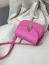 Mini Flap Saddle Bag Quilted Pattern Metal Decor Pink