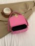 Mini Flap Saddle Bag Quilted Pattern Metal Decor Pink